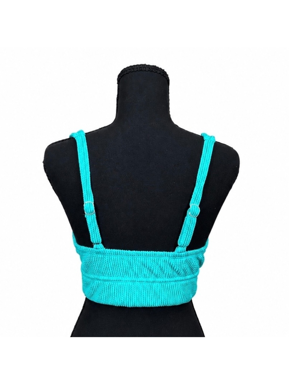 Kona Sol Teal Pucker Textured Bikini Top (M) - Picture 3 of 5